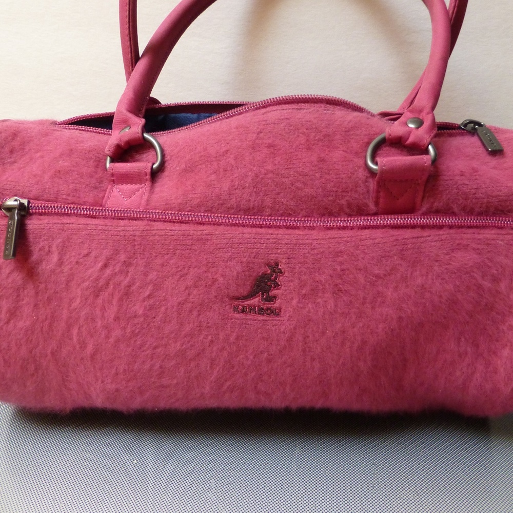 KANGOL  pink fuzzy  satchel purse bag 11.5…